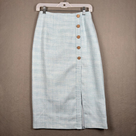 Dresses & Skirts - Love‎ Bonito Light Blue Button-Front Bevelyn Textured Column Midi Skirt Sz 4
